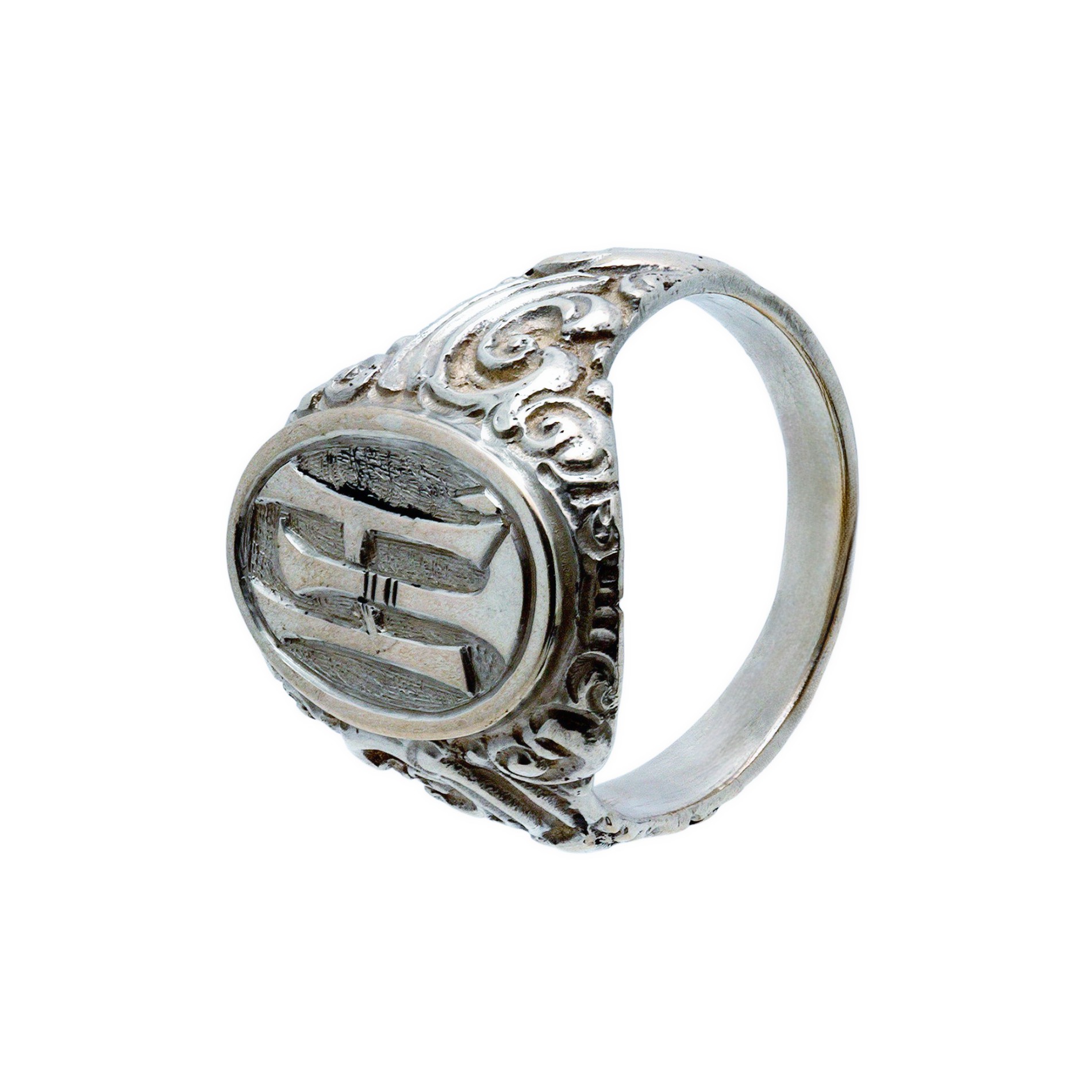 Antiker massiver Siegelring Silberring mit initialen Gravur