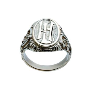 Antiker massiver Siegelring Silberring mit initialen Gravur