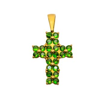 Chrysopras Kreuz Goldanhänger 14kt 585 Gold