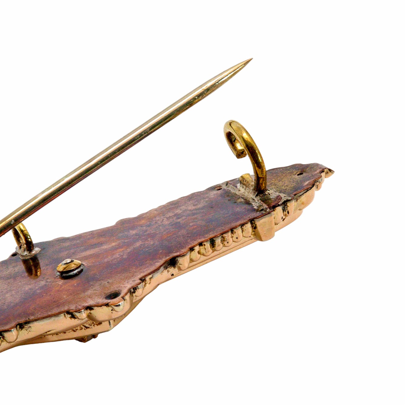 Historische Biedermeier Schaumgold Brosche mit Saatperle um 1850