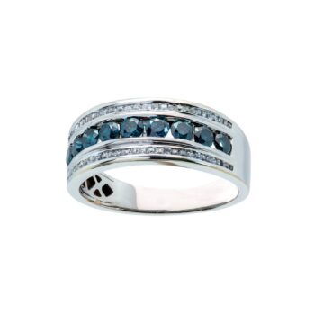 Designring 14kt 585 Weißgold mit türkisfarbenen & weißen Diamanten