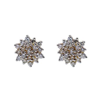 Luxus Diamantblüten Cluster Ohrstecker 18kt 750 Gelbgold