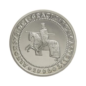 5 ECU Juan Carlos I. Alfons X. 925 Silber 1990