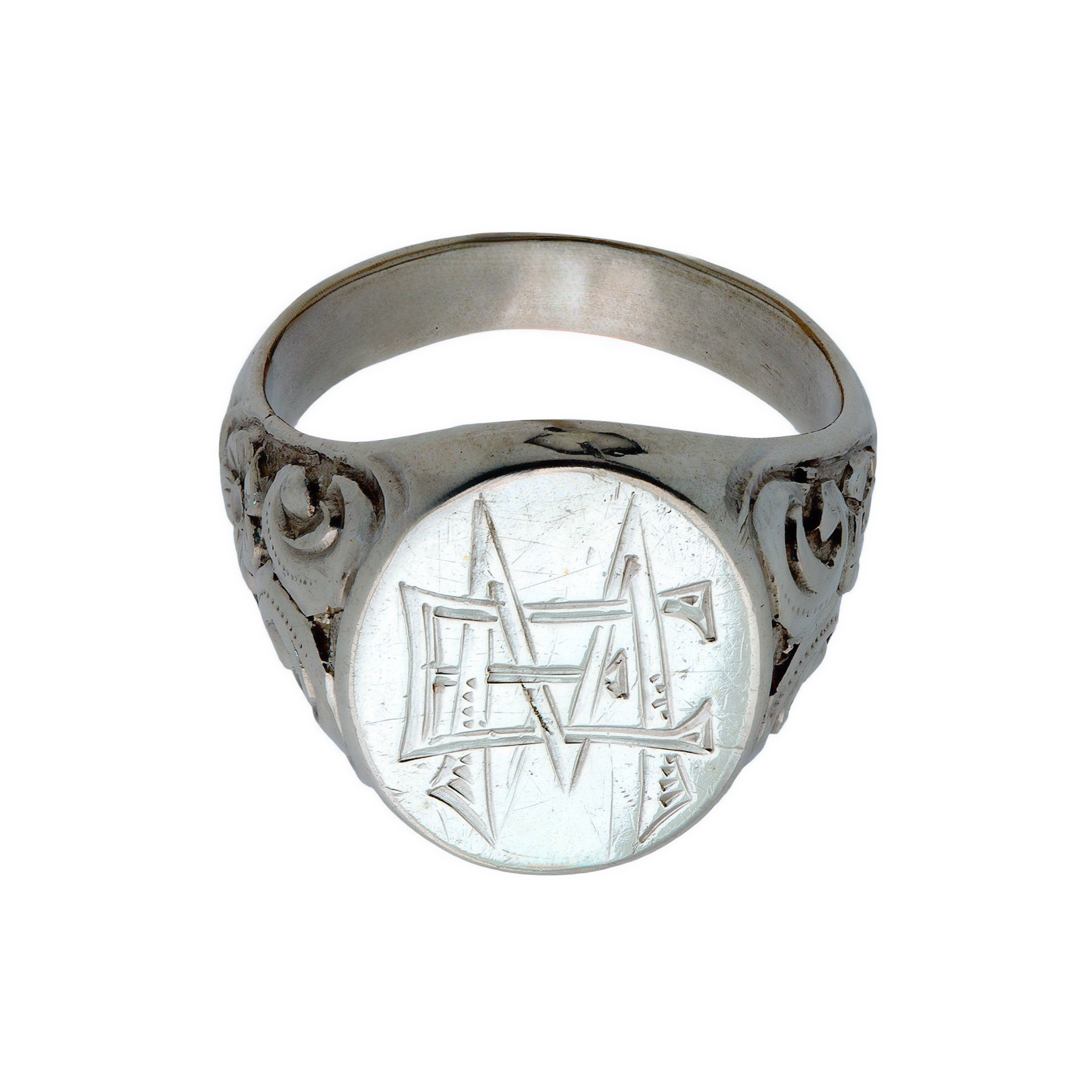 Antiker Siegelring Silberring mit Initialen Gravur