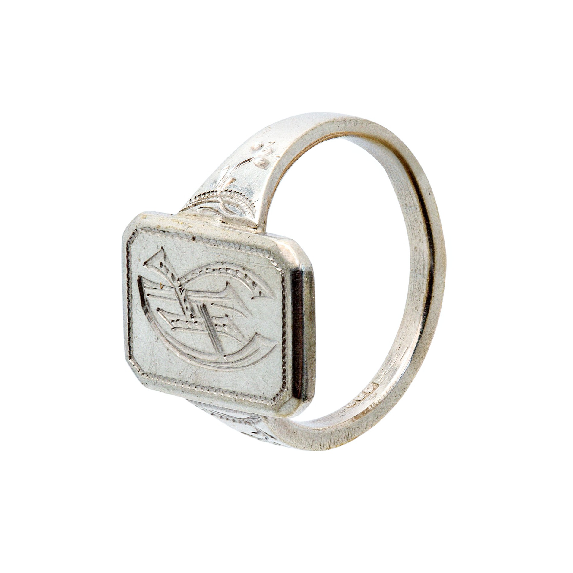 Antiker Siegelring Silberring mit Initialen Gravur