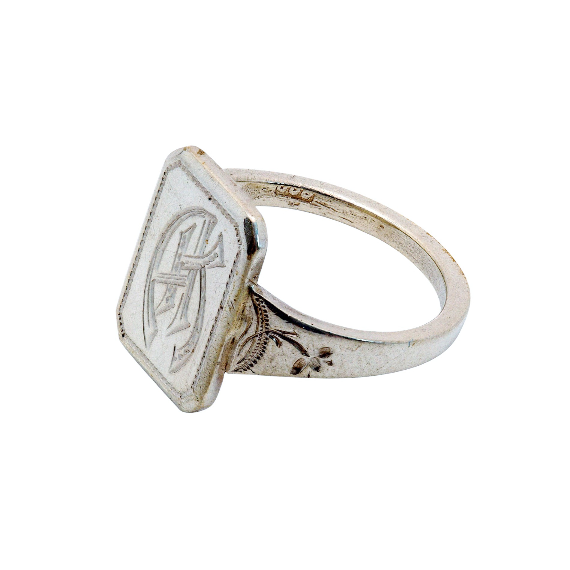 Antiker Siegelring Silberring mit Initialen Gravur