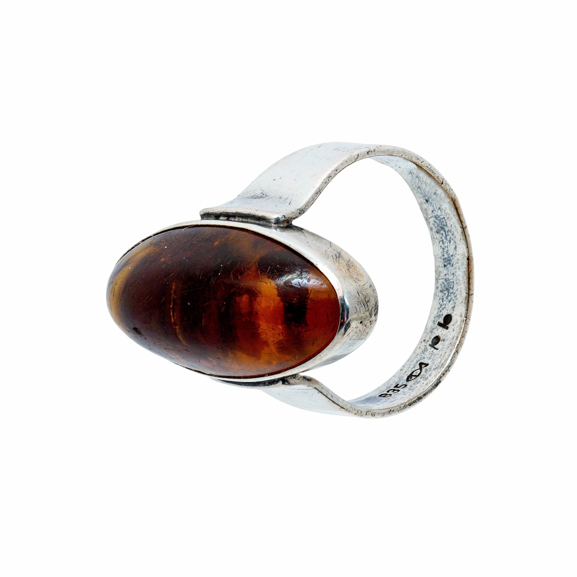 Bernsteinring aus 835 Silber - Fischland