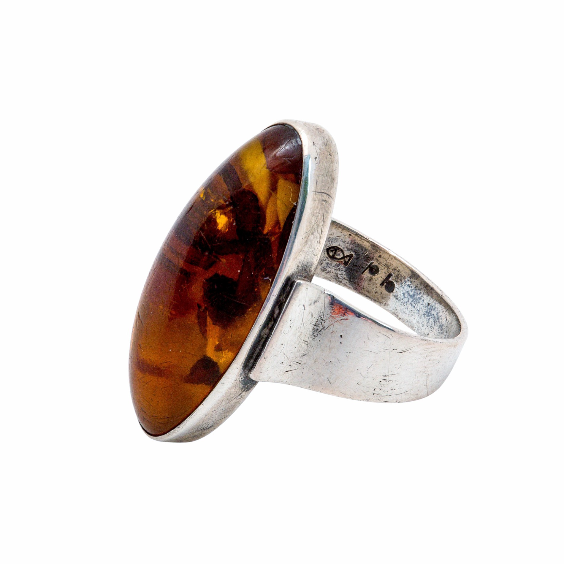 Bernsteinring aus 835 Silber - Fischland