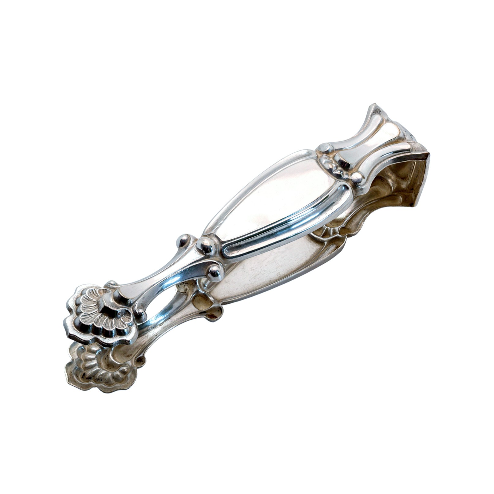 Eiswürfelzange mit Muschelwerk aus Silber - Neorokoko um 1860