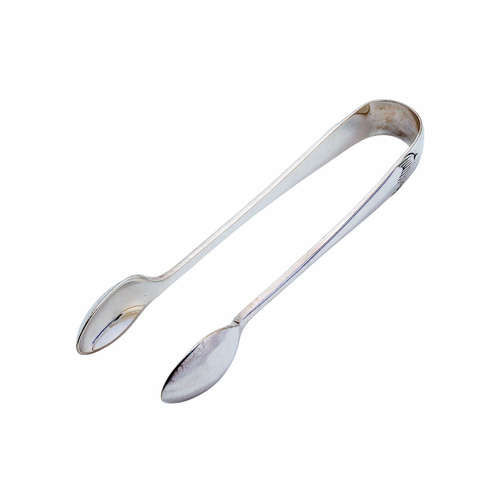 Versilberte englische Zuckerzange in klassischem Design