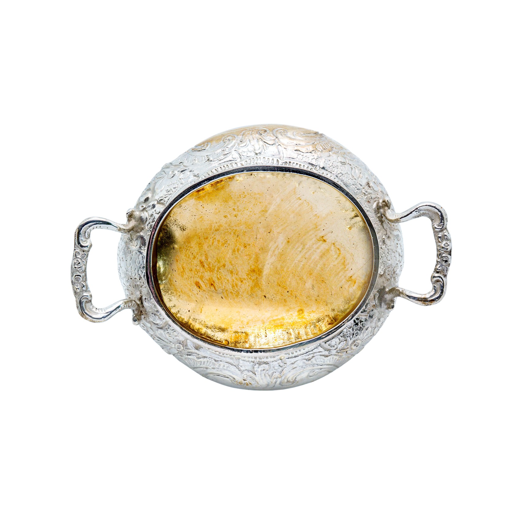 Verzierte Zuckerdose aus Silber im Neorokoko mit feiner Innenvergoldung