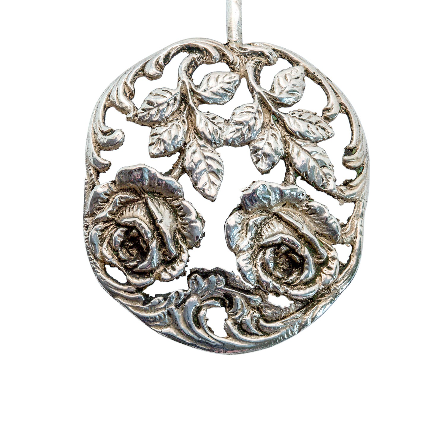 Kunstvoll gearbeitete Gebäckzange mit Rosenmotiven aus 830er Silber