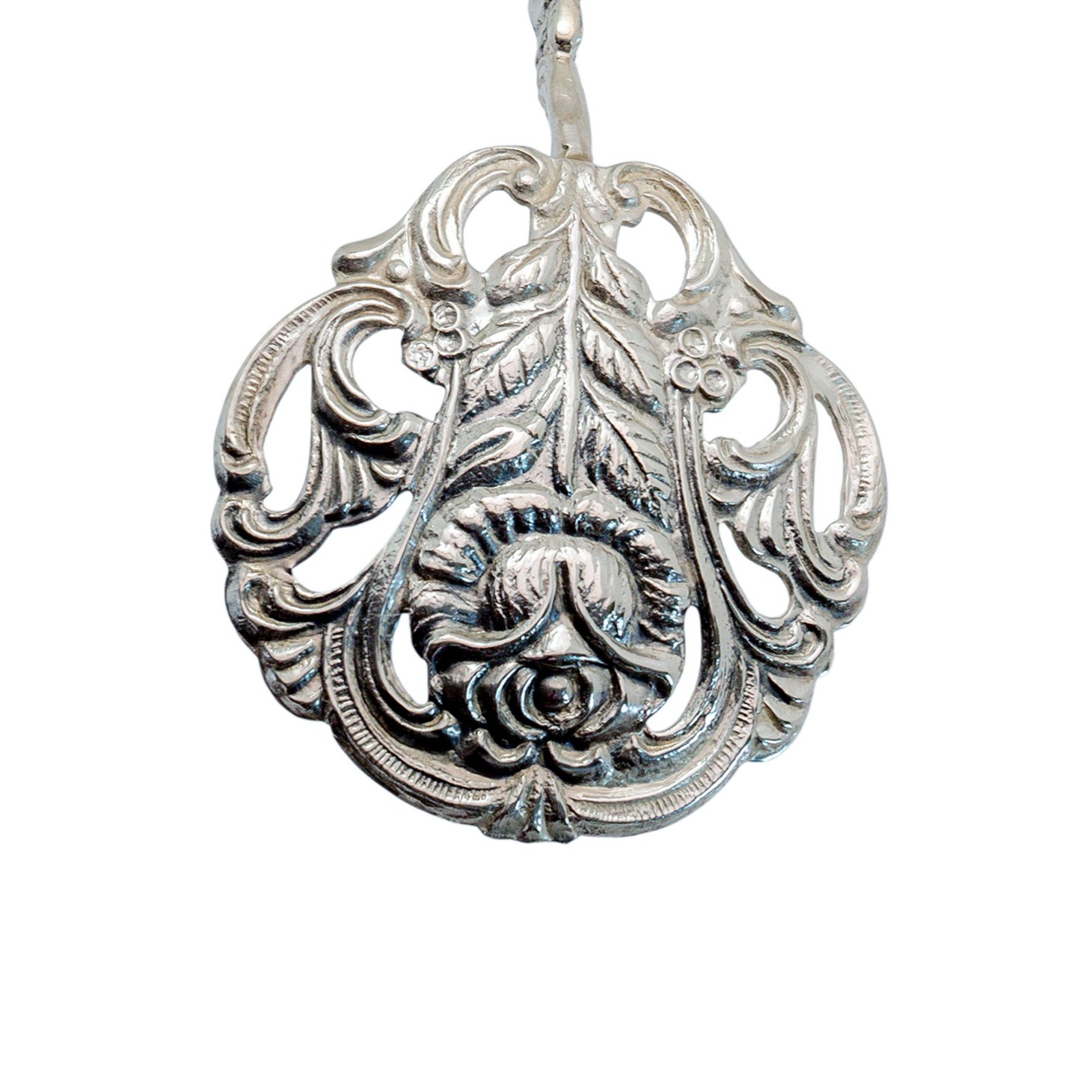 Floral verzierte Gebäckzange aus Silber