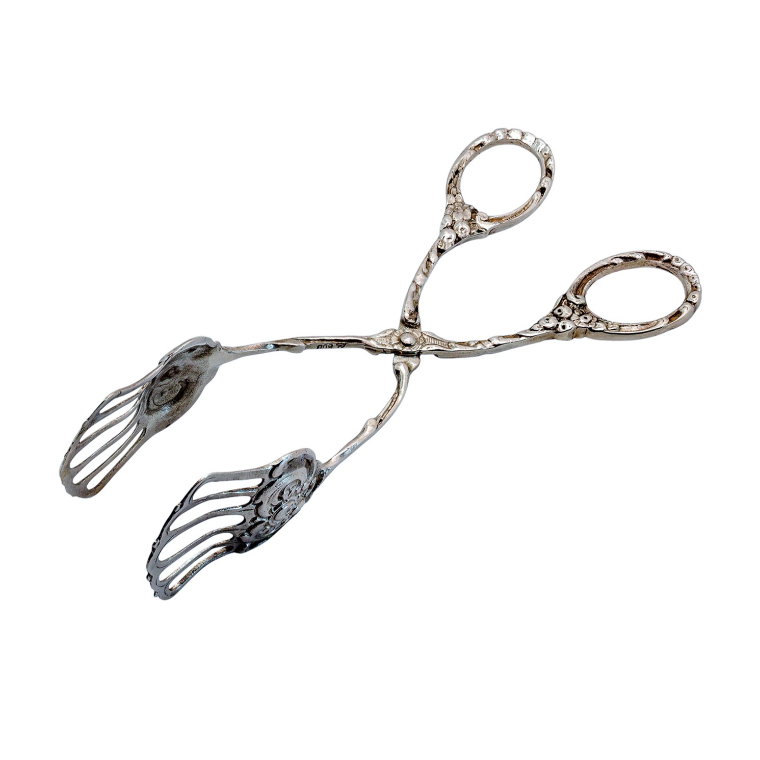 Floral verzierte Gebäckzange aus Silber