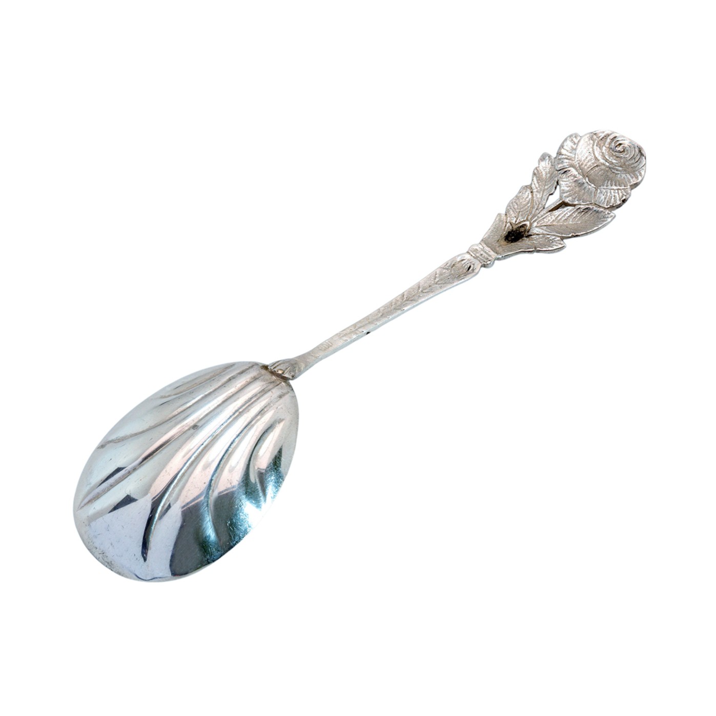 Zuckerlöffel aus 800er Silber mit Rosendekor