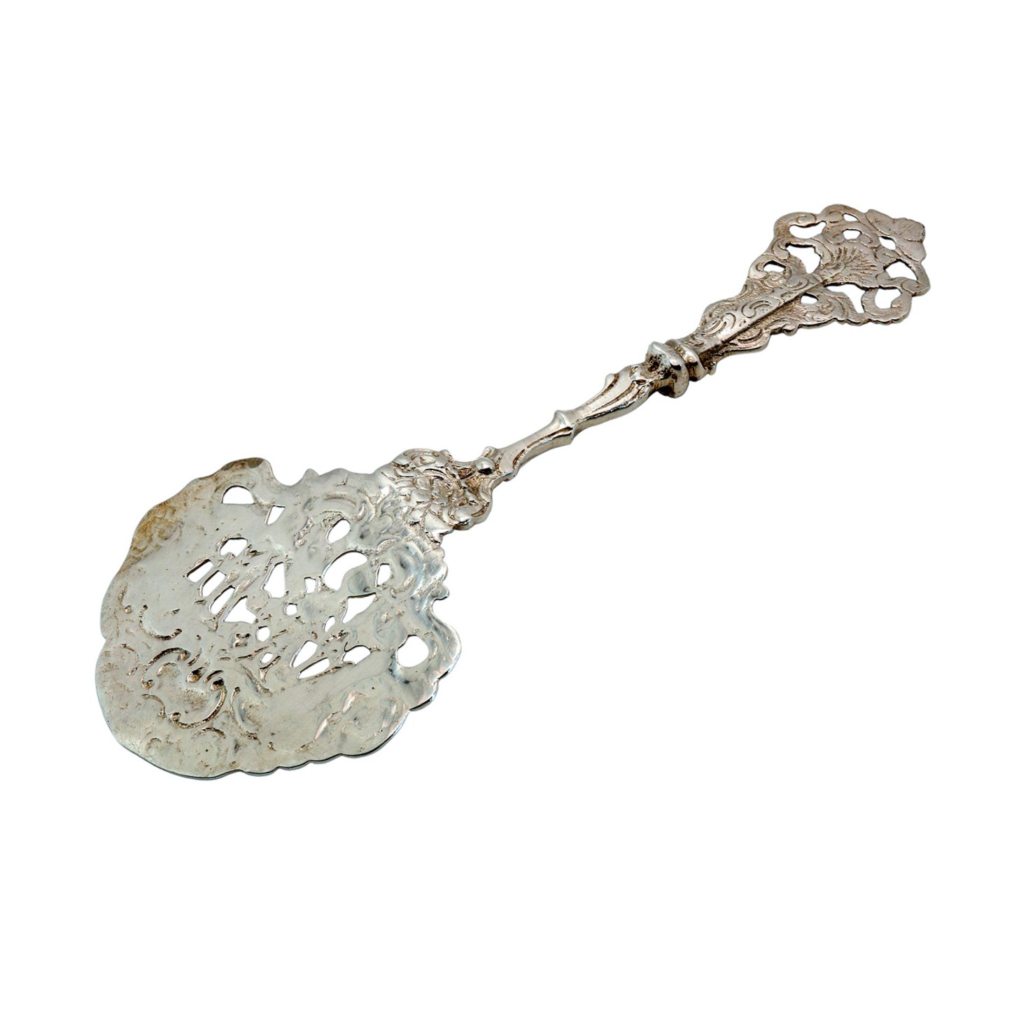 Antiker Gebäckheber aus 800er Silber im Neorokoko mit Puttenmotiv