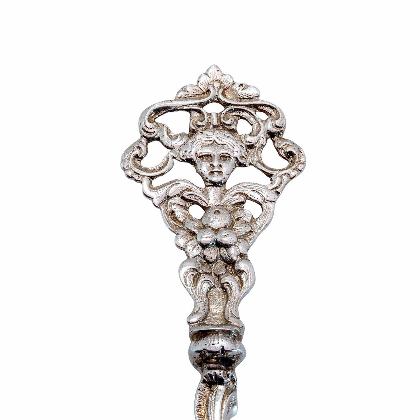 Antiker Gebäckheber aus 800er Silber im Neorokoko mit Puttenmotiv