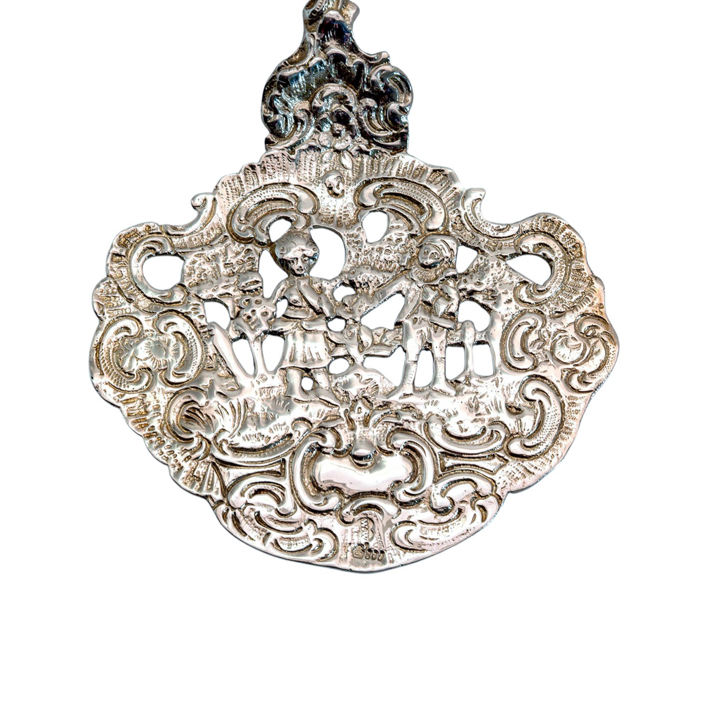 Antiker Gebäckheber aus 800er Silber im Neorokoko mit Puttenmotiv