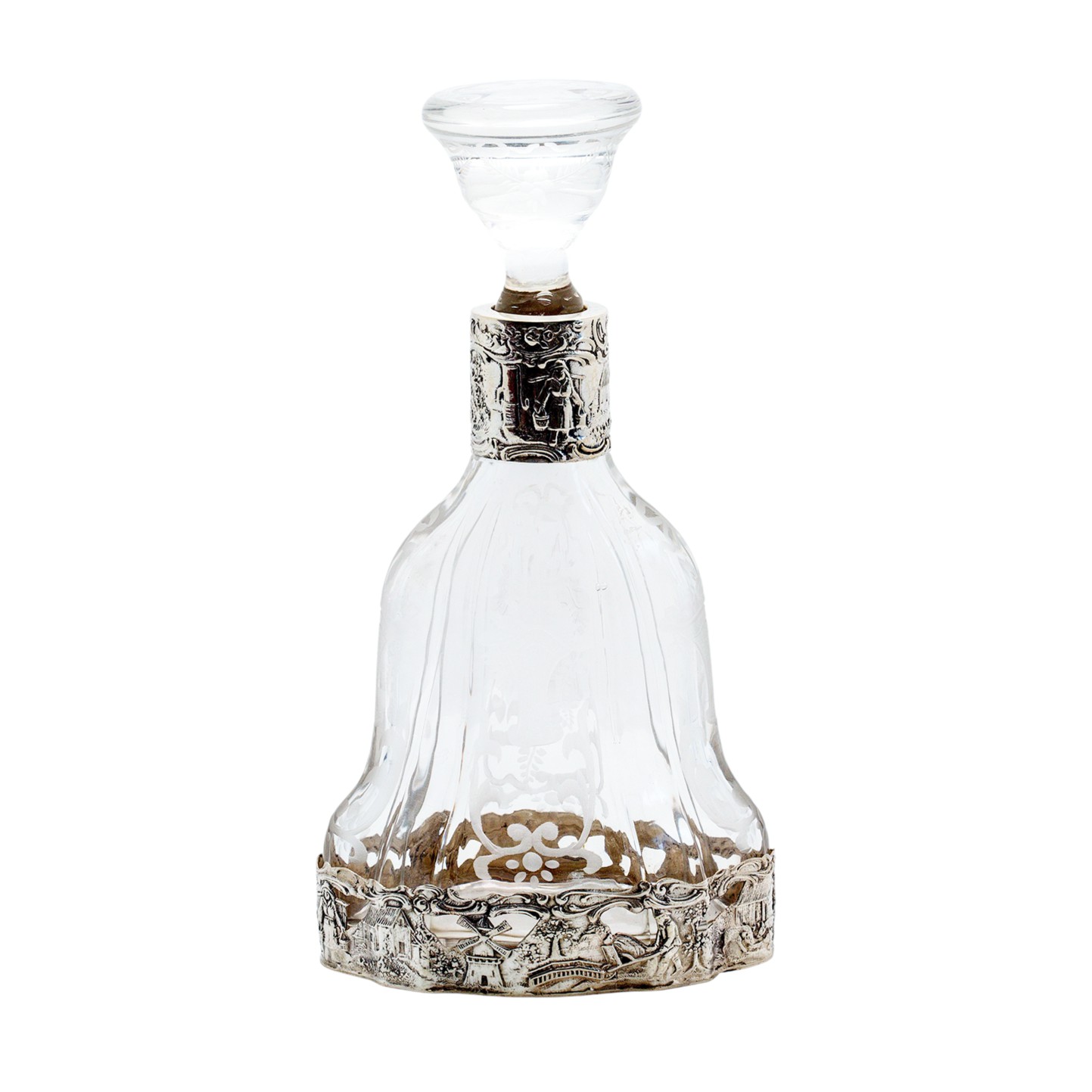 Glaskaraffe mit Silbermontierungen - J.D. Schleißner & Söhne, Hanau