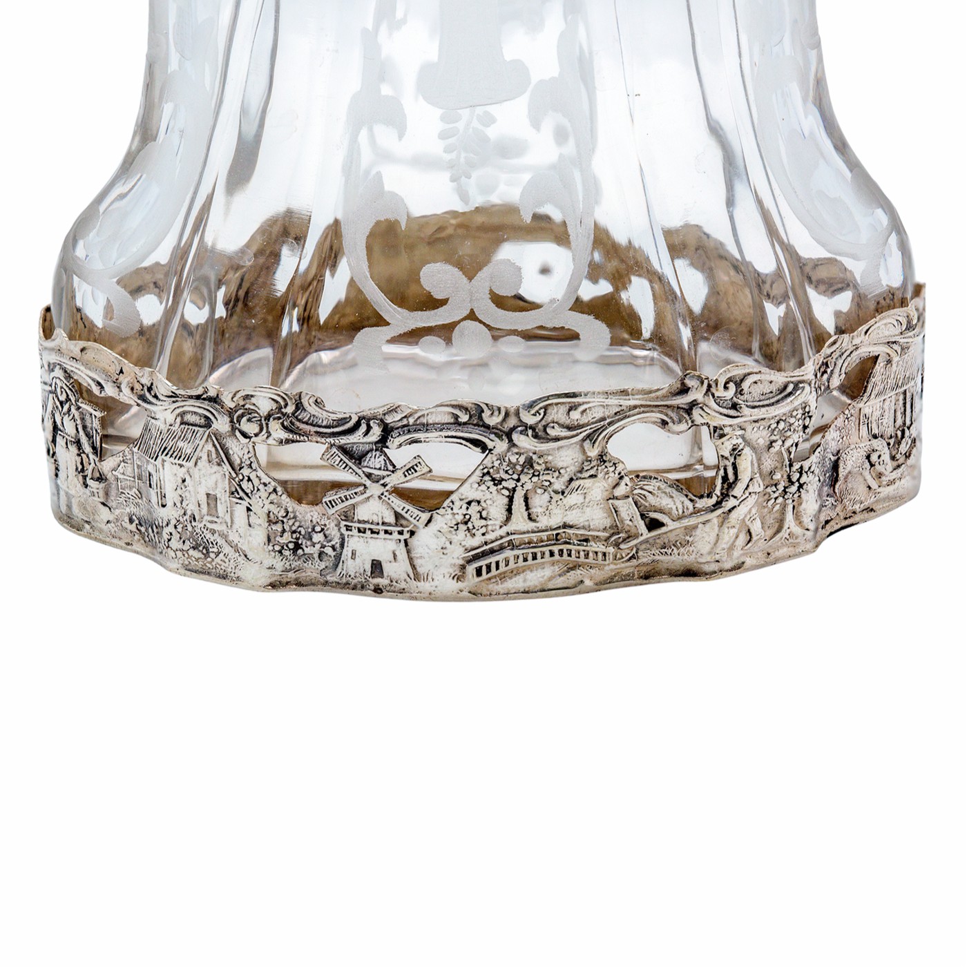 Glaskaraffe mit Silbermontierungen - J.D. Schleißner & Söhne, Hanau