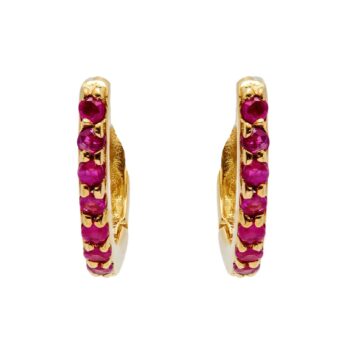 Gelbgold Rubin Creolen aus 14kt 585 Gold