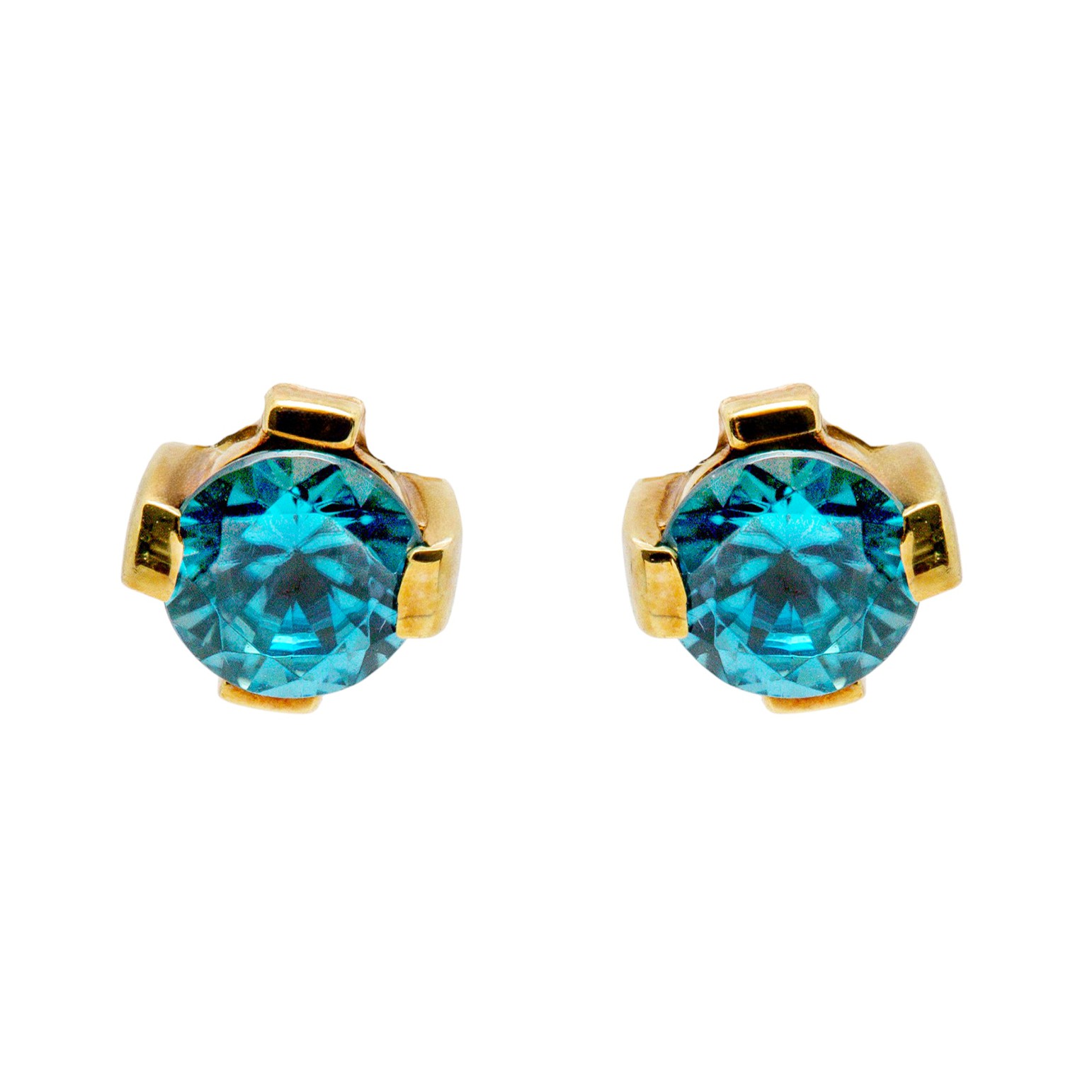 Gelbgold Blautopas Ohrstecker 14kt 585 Gold
