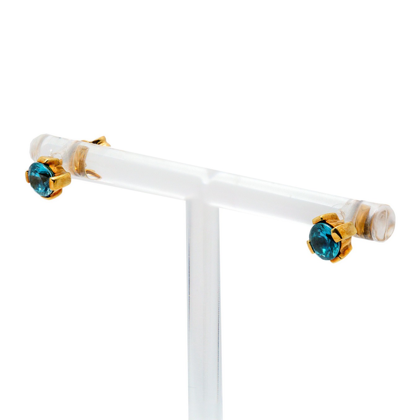 Gelbgold Blautopas Ohrstecker 14kt 585 Gold