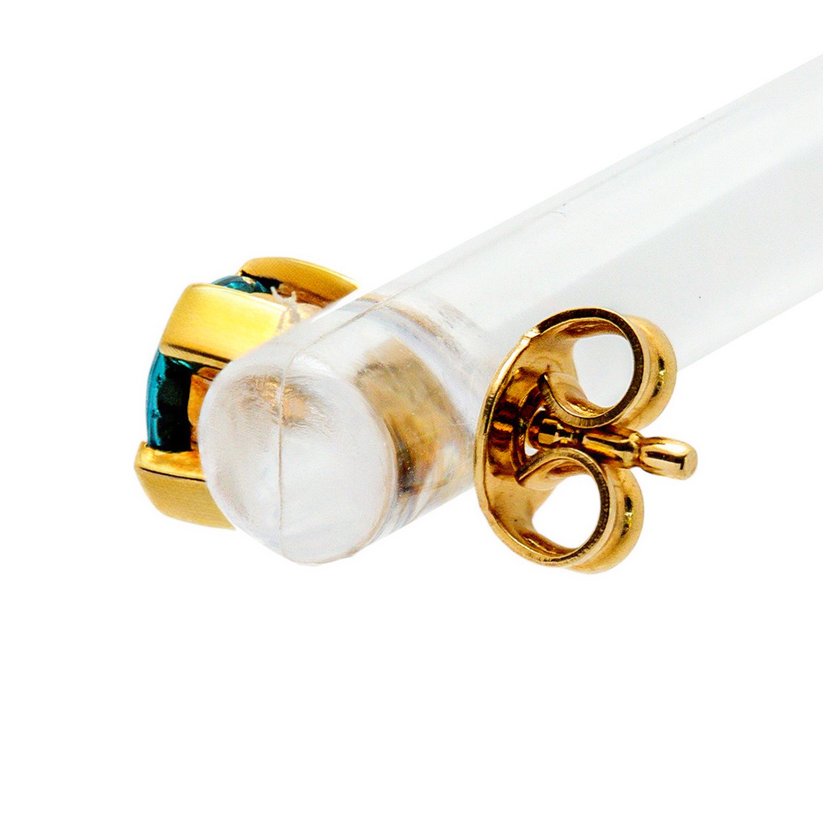 Gelbgold Blautopas Ohrstecker 14kt 585 Gold