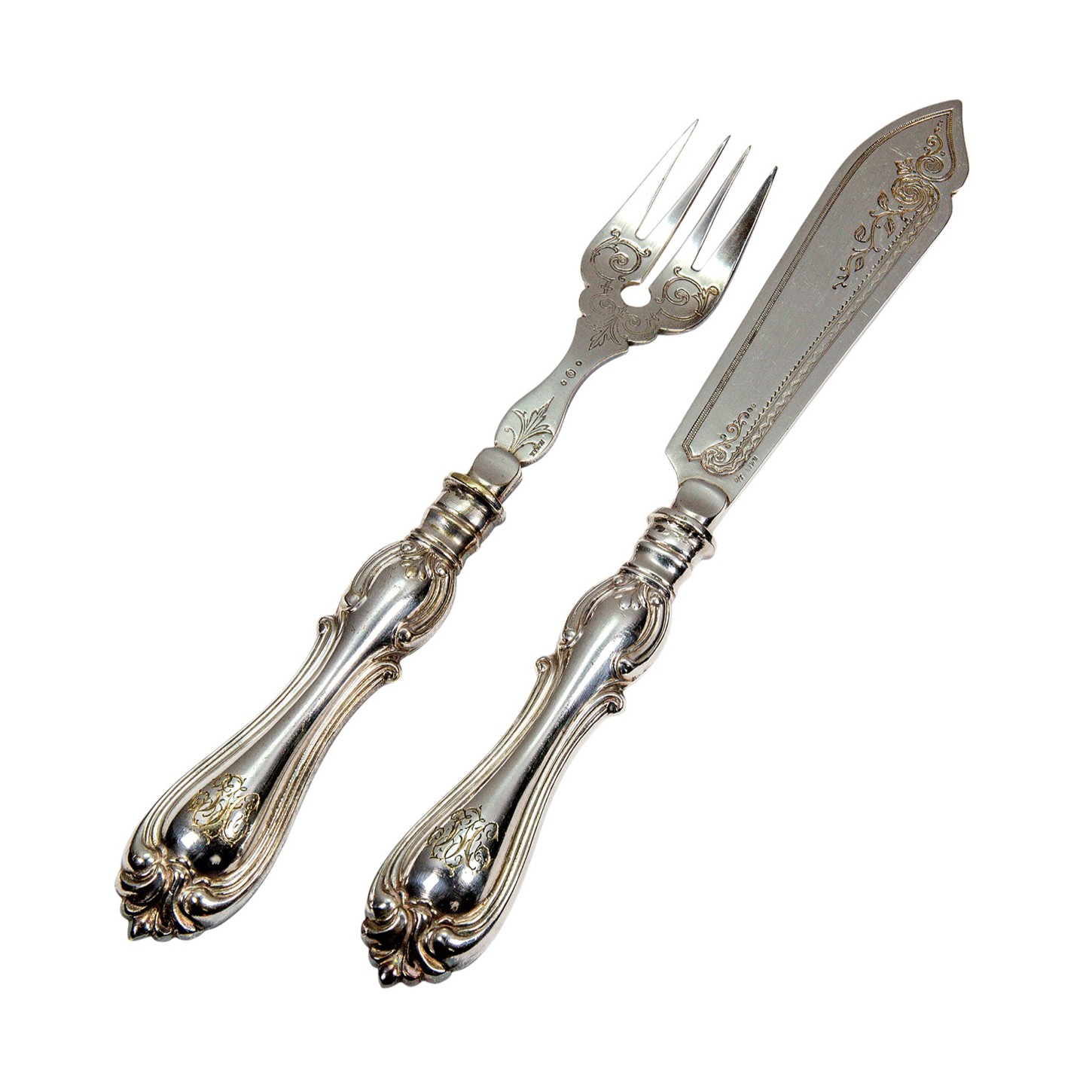 Elegantes versilbertes 12 teiliges Fischbesteck Fischmesser & Fischgabel - WMFN