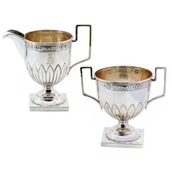 Klassizistisches Zucker & Sahne Service aus Silber mit osteuropäischen Beschau-Stempeln