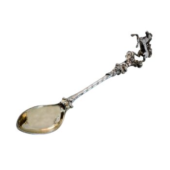 Silberlöffel mit plastischem Pferdemotiv