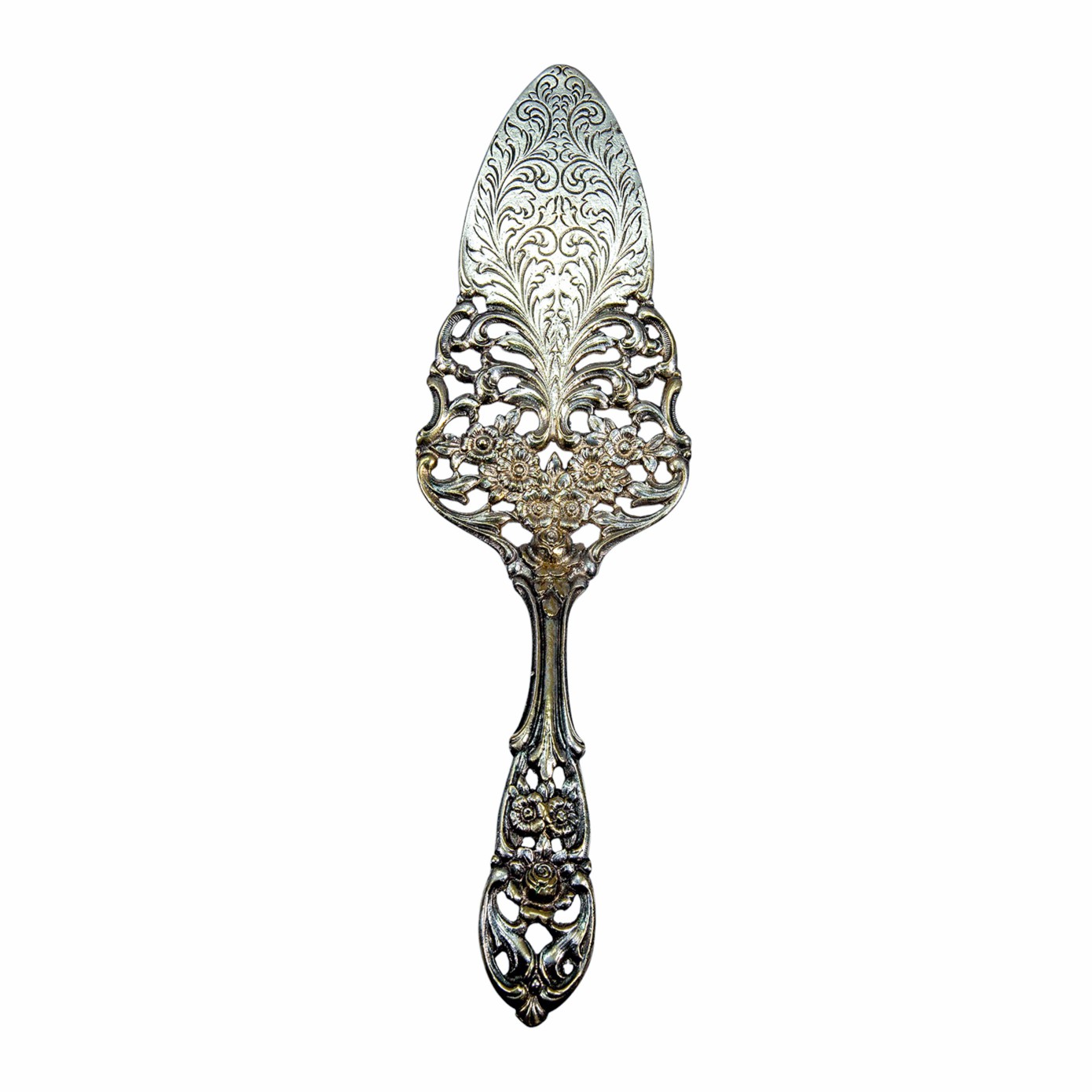 Tortenheber aus Kraftalpacca – ornamental floral verziert