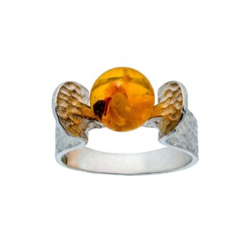 Vintage Silberring mit Bernstein Kugel - Fischland