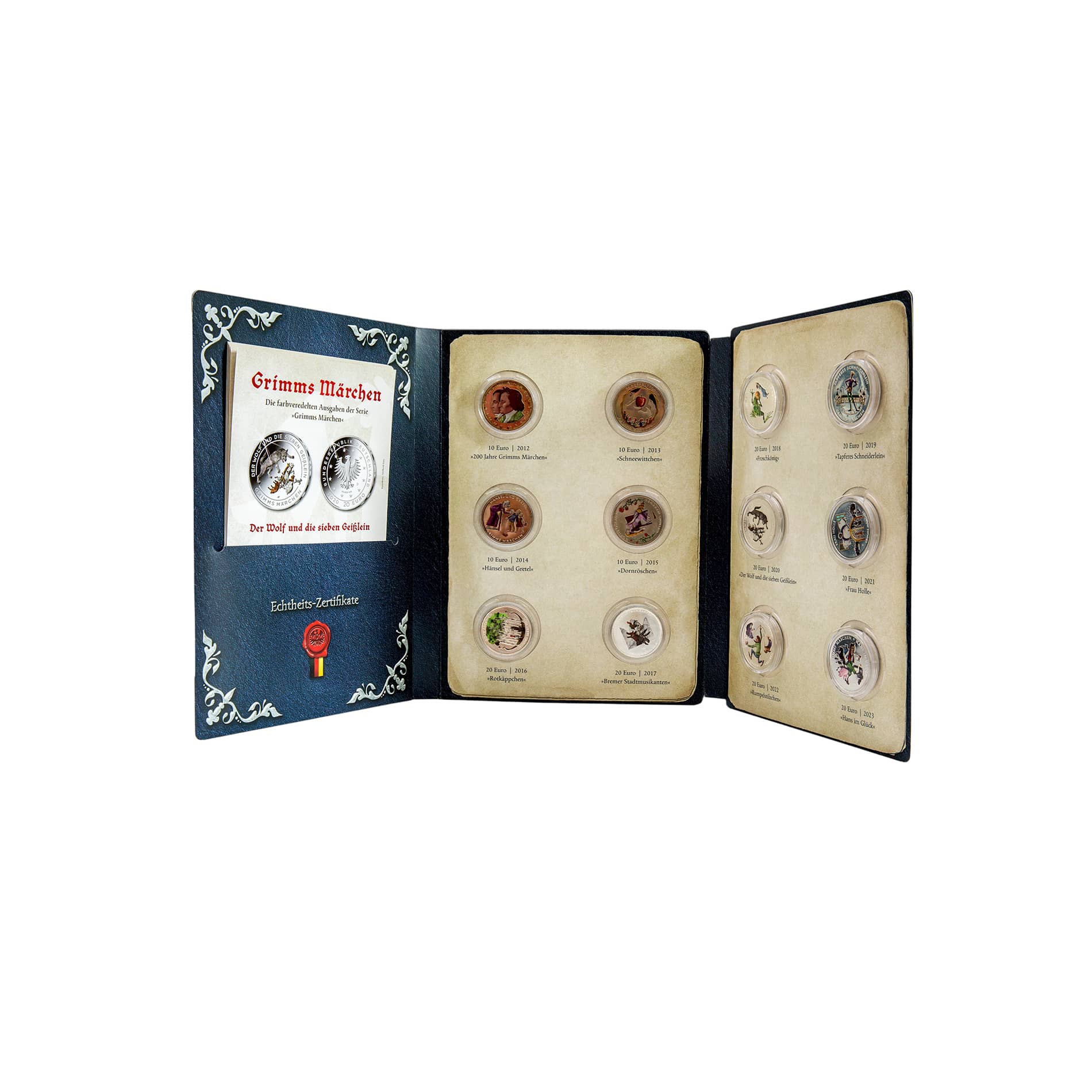 Münzalbum „Grimms Märchen“ – Deutsche 10€ und 20€ Gedenkmünzen 2012 - 2023 in edler Sammlerausgabe