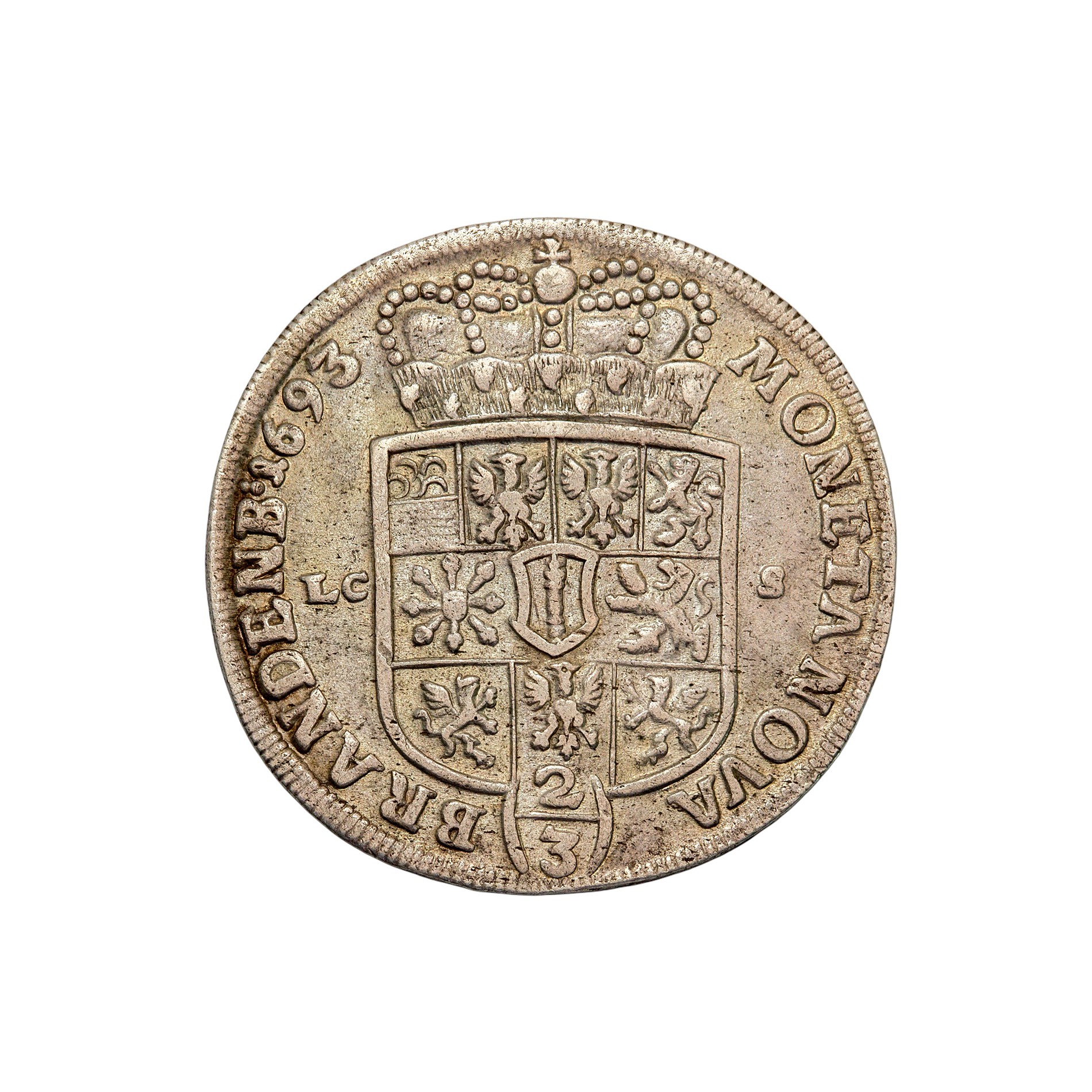 Brandenburg-Preußen ⅔ Taler 1693 – Friedrich III. – Silbermünze mit Porträt & Wappen