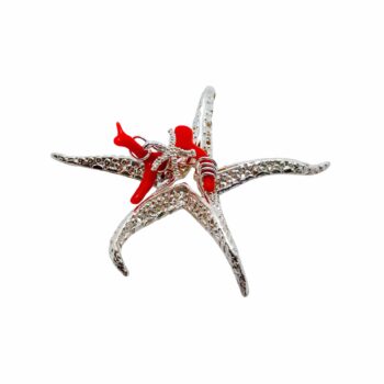 Großer Seestern Anhänger 925 Sterlingsilber mit Koralle – maritimer Schmuck in edlem Design