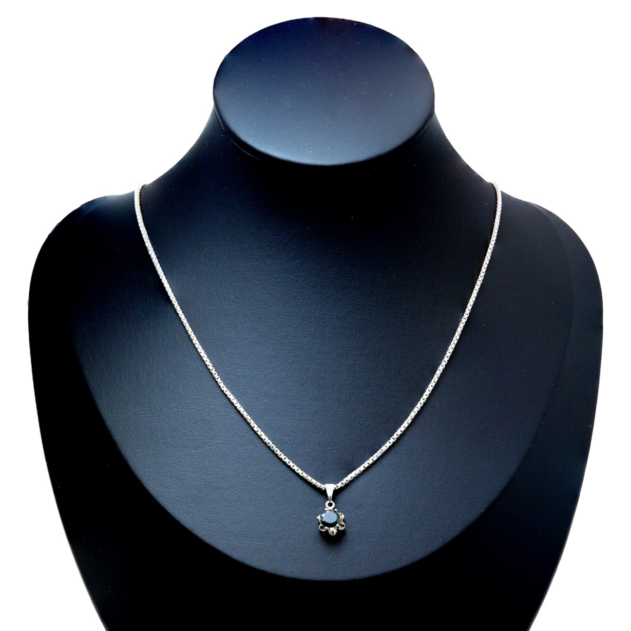 Venezianerkette mit Saphir-Anhänger aus 925 Sterlingsilber