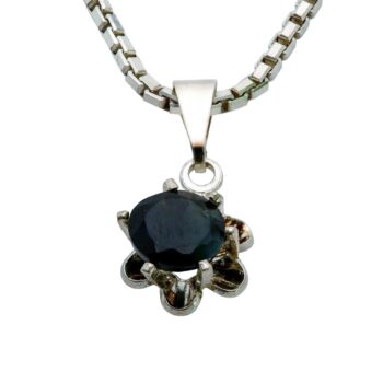 Venezianerkette mit Saphir-Anhänger aus 925 Sterlingsilber