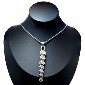 Schlangenkette mit großem Mondstein Anhänger – 925 Sterlingsilber