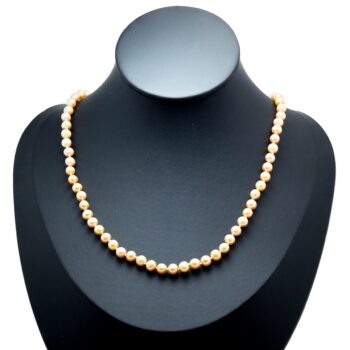 Elegante Perlenkette aus echten Zuchtperlen in Apricottönen mit 925 Sterlingsilber Verschluss