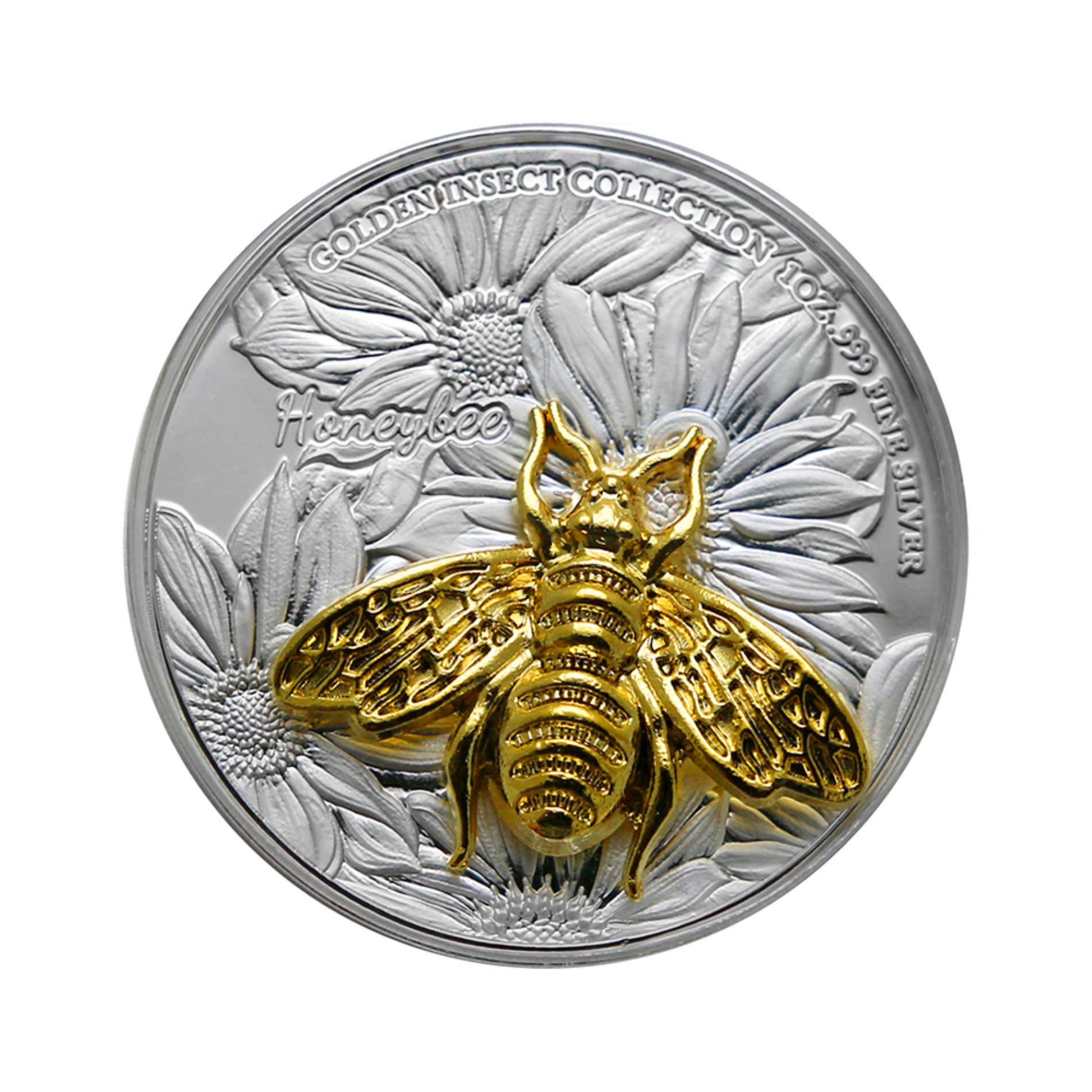 1oz Silbermünze „Honeybee“ 2021 – Golden Insect Collection mit vergoldeter Honigbiene