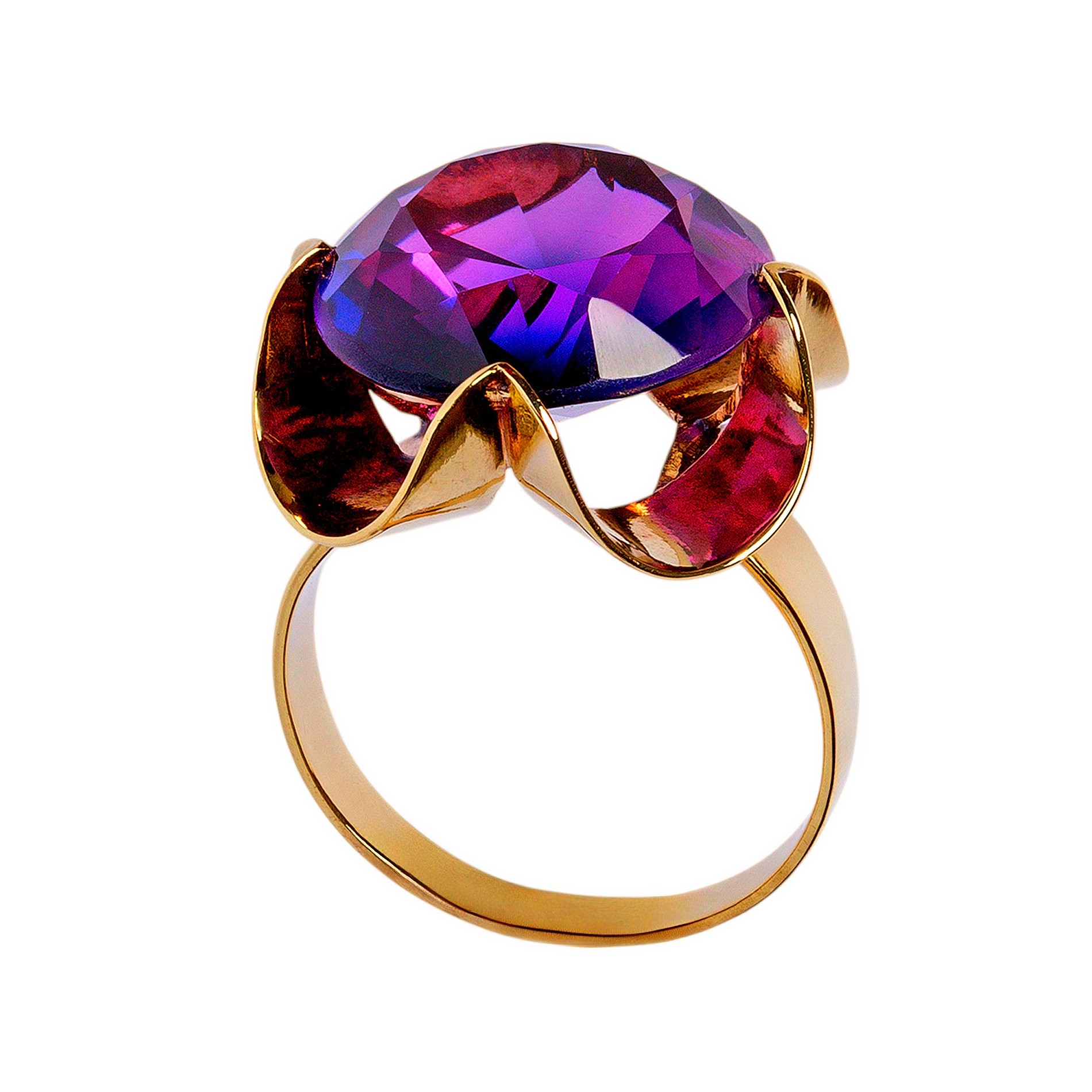 16,3ct Amethyst Gelbgold Ring mit großer Amethystblume 8kt 333 Gold