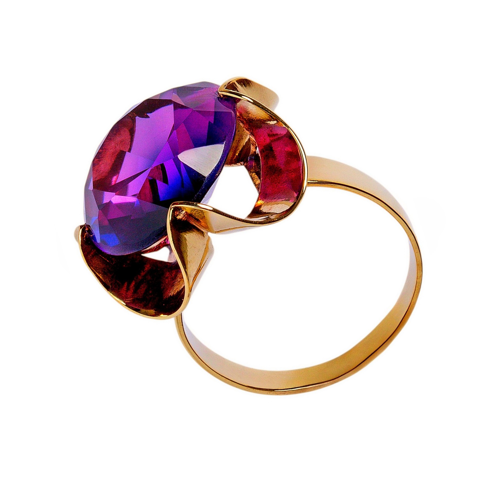 16,3ct Amethyst Gelbgold Ring mit großer Amethystblume 8kt 333 Gold