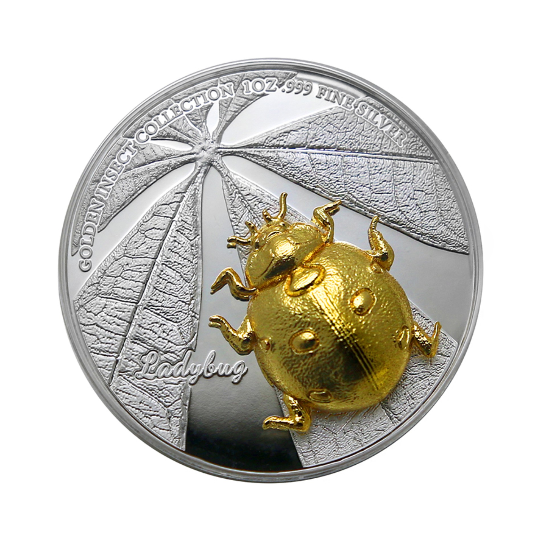 1oz Silbermünze „Ladybug“ 2021 – Golden Insect Collection mit vergoldetem Marienkäfer