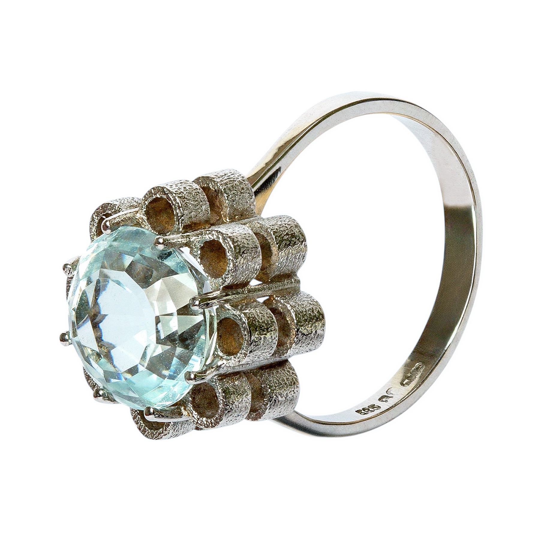 Kühle Eleganz Vintage 4,0ct Aquamarin Weißgoldring 14kt 585 Gold