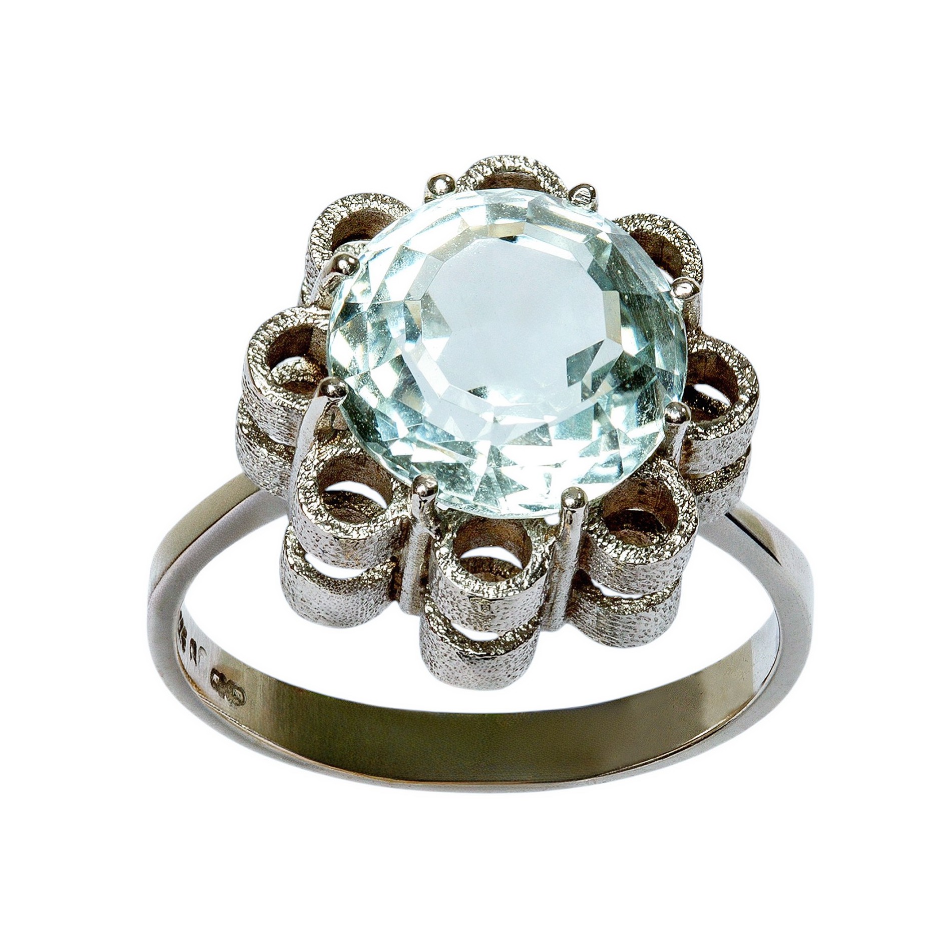 Kühle Eleganz Vintage 4,0ct Aquamarin Weißgoldring 14kt 585 Gold
