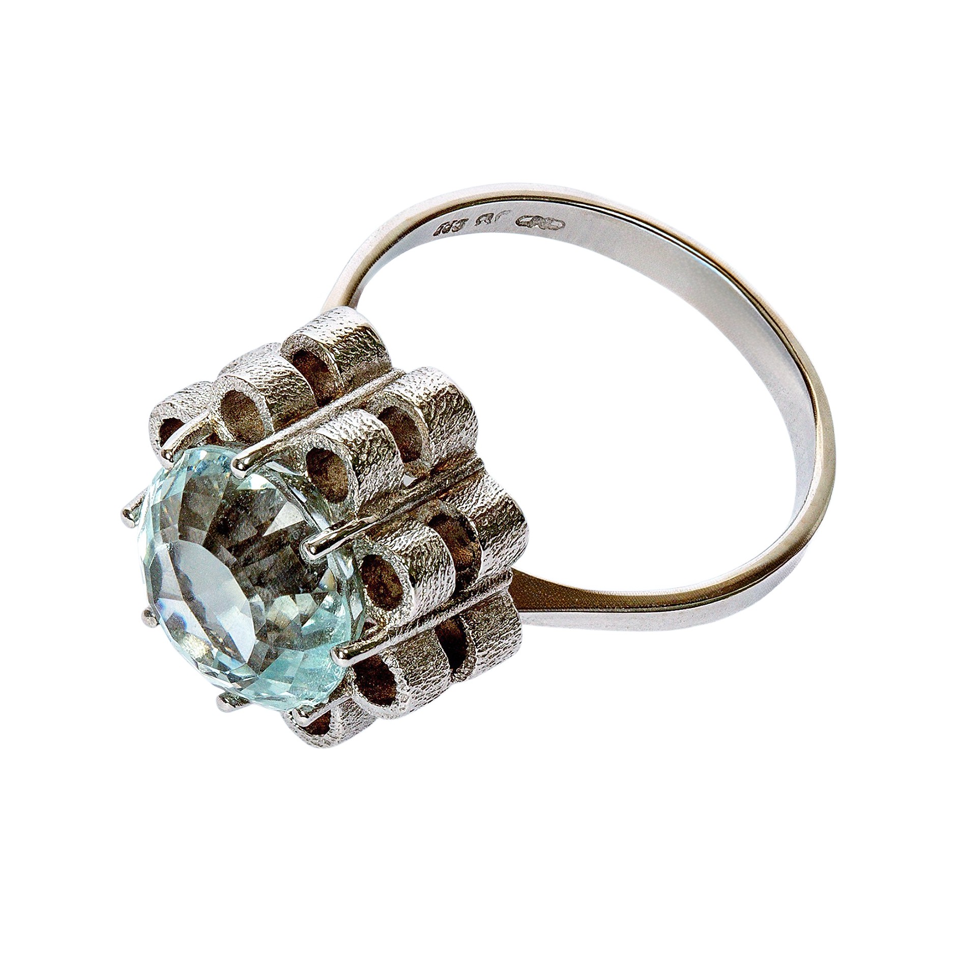 Kühle Eleganz Vintage 4,0ct Aquamarin Weißgoldring 14kt 585 Gold