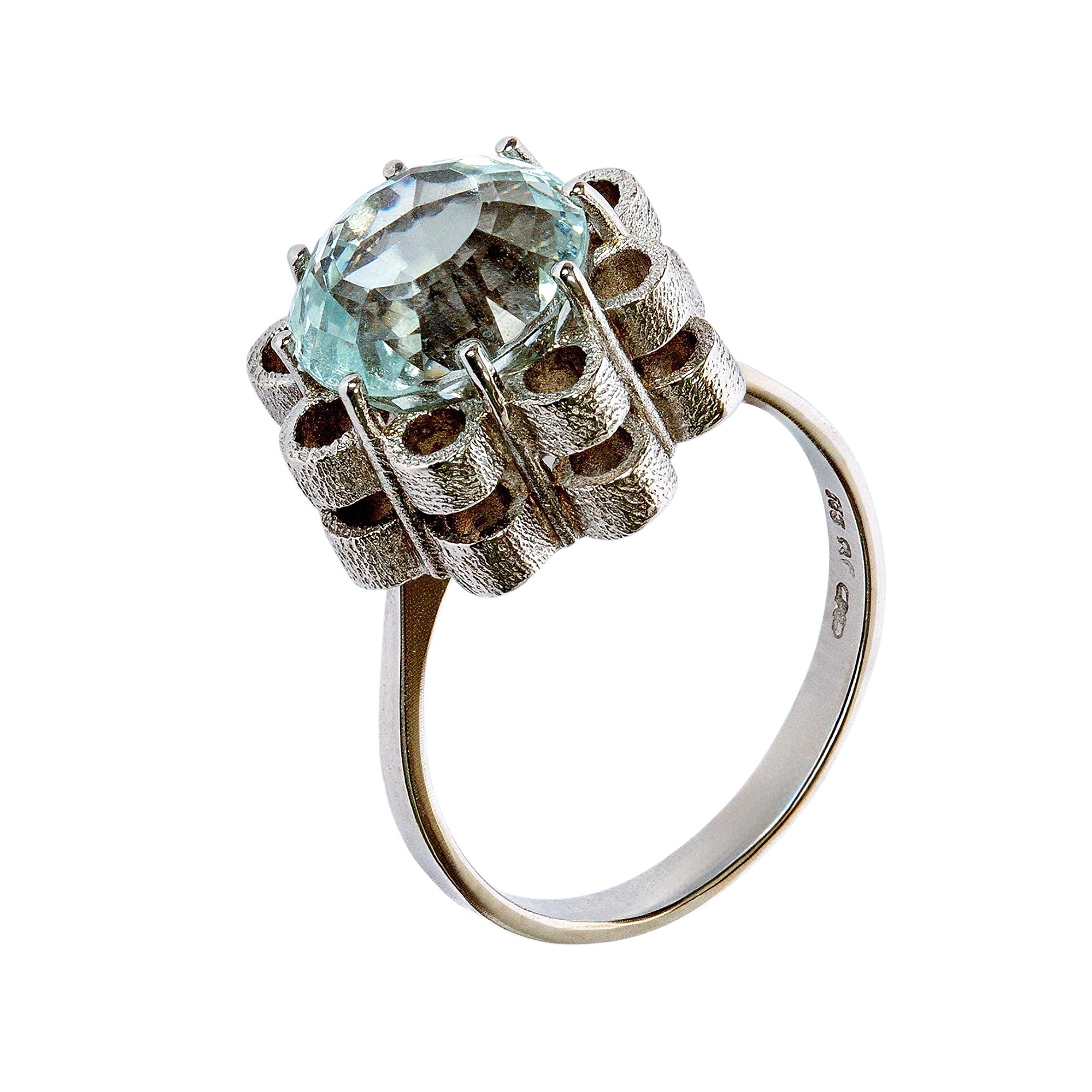 Kühle Eleganz Vintage 4,0ct Aquamarin Weißgoldring 14kt 585 Gold