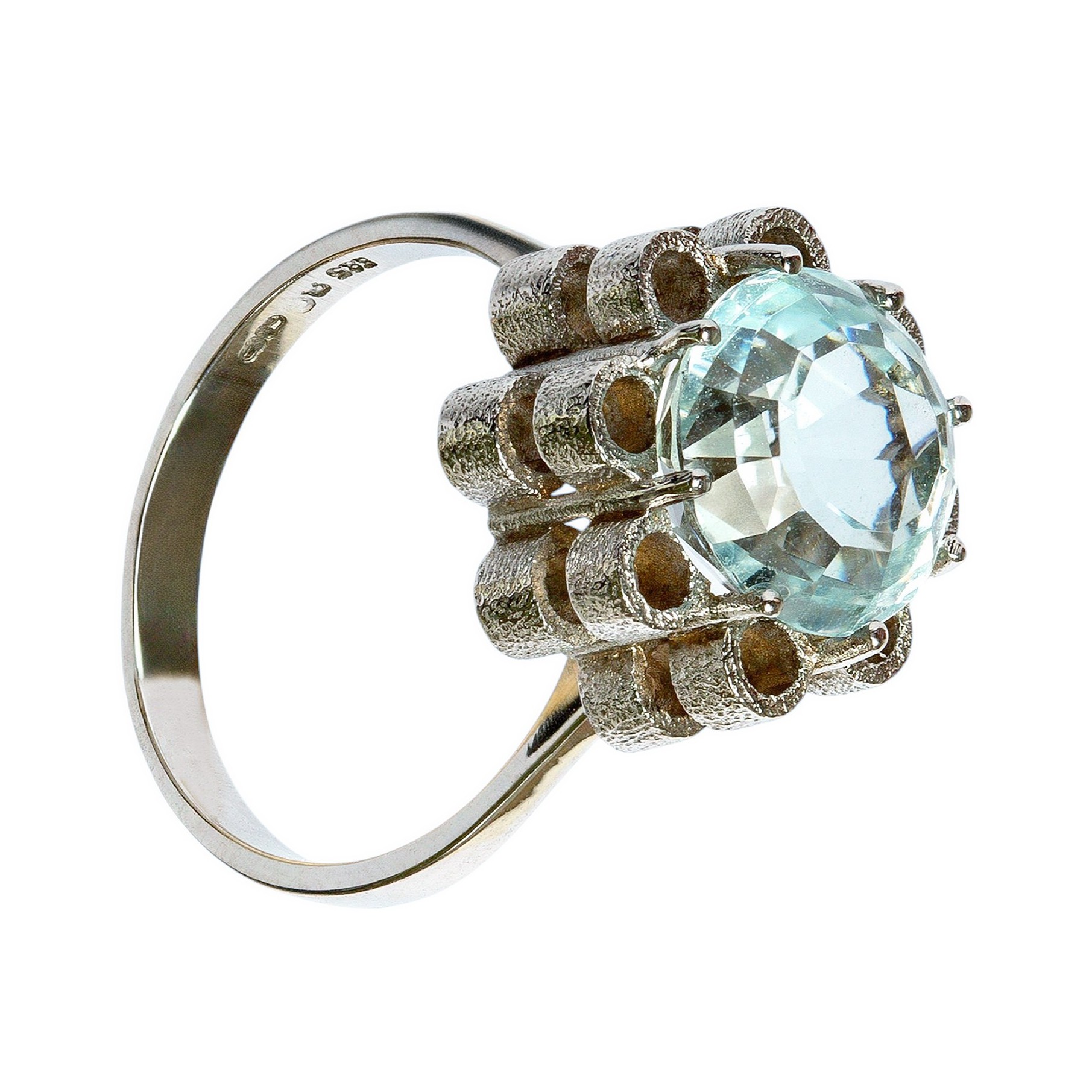 Kühle Eleganz Vintage 4,0ct Aquamarin Weißgoldring 14kt 585 Gold