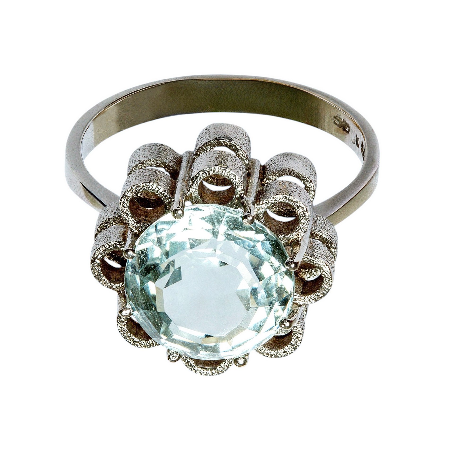 Kühle Eleganz Vintage 4,0ct Aquamarin Weißgoldring 14kt 585 Gold